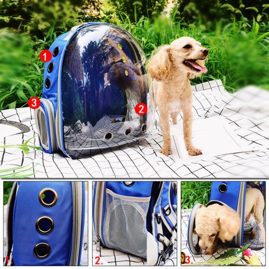 Haustier-Tragerucksack, atmungsaktiv, Katzen-Luftpolster-Rucksack für kleine und mittelgroße Katzen und Welpen, tragbare Haustier-Raumkapsel für Reisen, Wandern, Spazierengehen und Camping