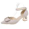2022 Newest Pointed Toe Retro Shiny Bow High Heels Summer Ladies Wedding Bridesmaid Party Stiletto Pumps Shoes Women Shoes Heels