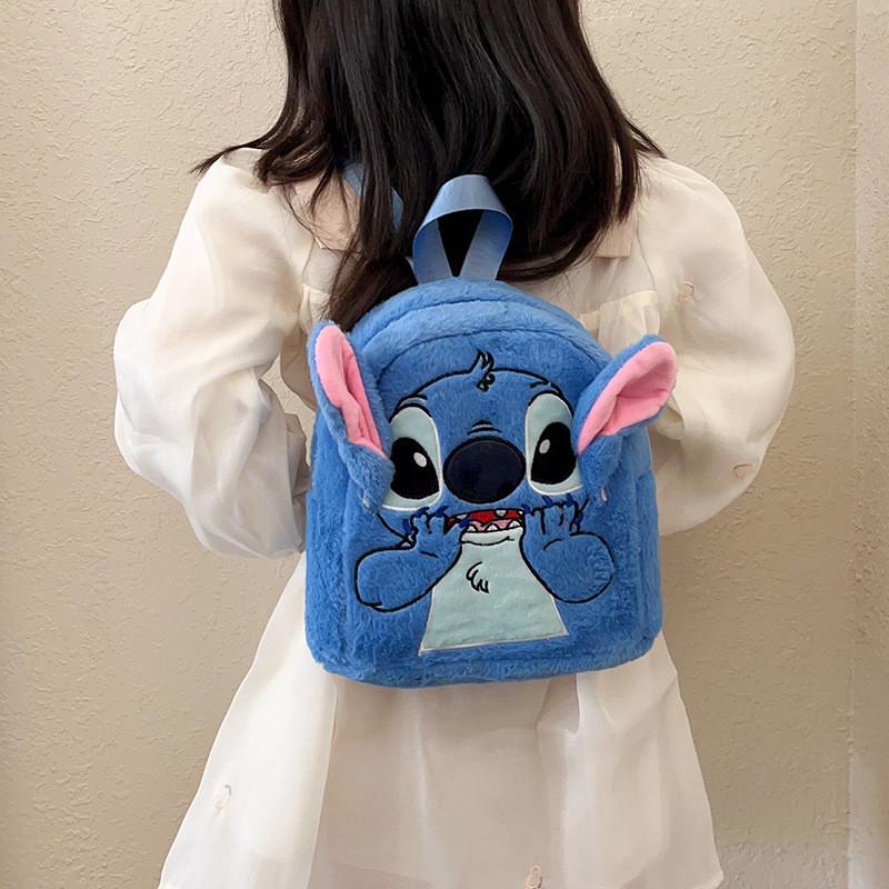 Stitch Plush Backpack For Students With Cushioned Straps Durable Polyester Material Special Characters Included