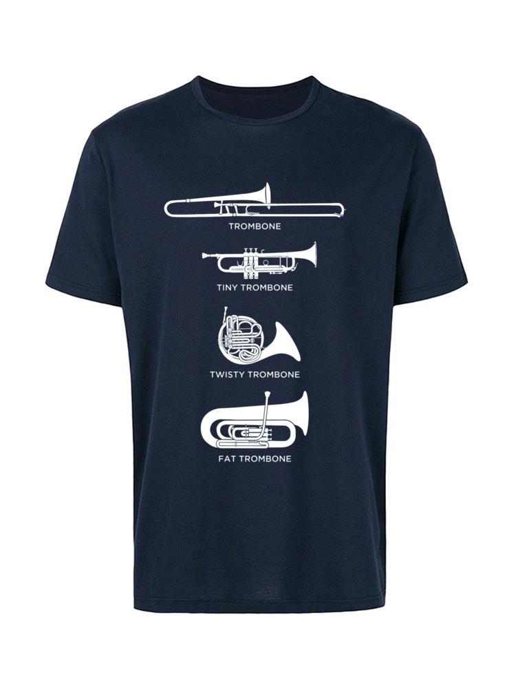 Symphony Music T Shirts Different Types Of Trombone Printed On T-Shirt New Arrival Park Tshirts Family Tee Shirt Father T Shirt