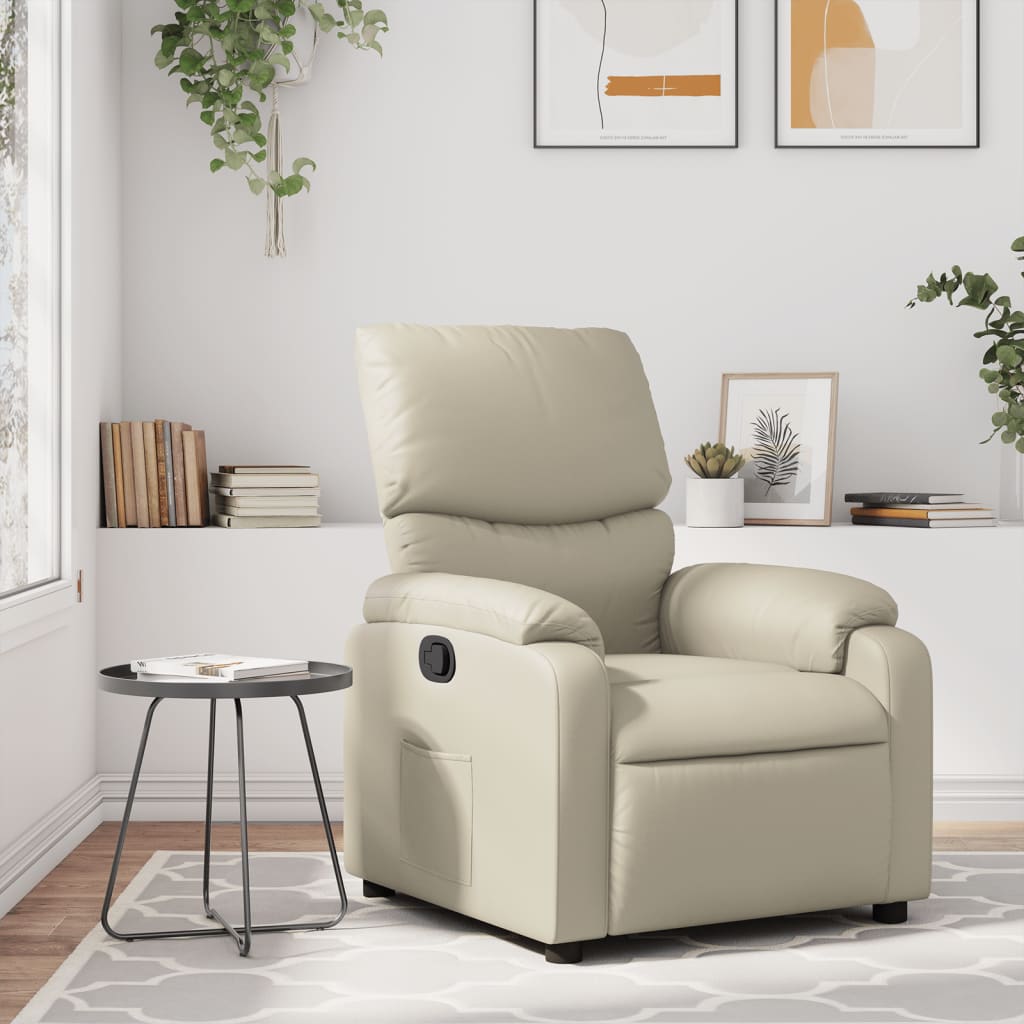 Relax Chair In Cream Synthetic Leather