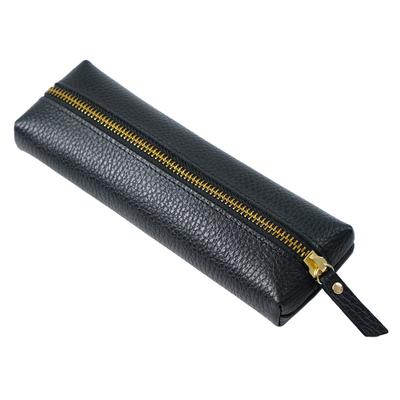 Welltude Leder-Federmäppchen, Dünn, Leicht, Schlank, Kompakt, für Männer und Frauen, Schlichtes Design, Geeignet für Business und Studenten (Schwarz)