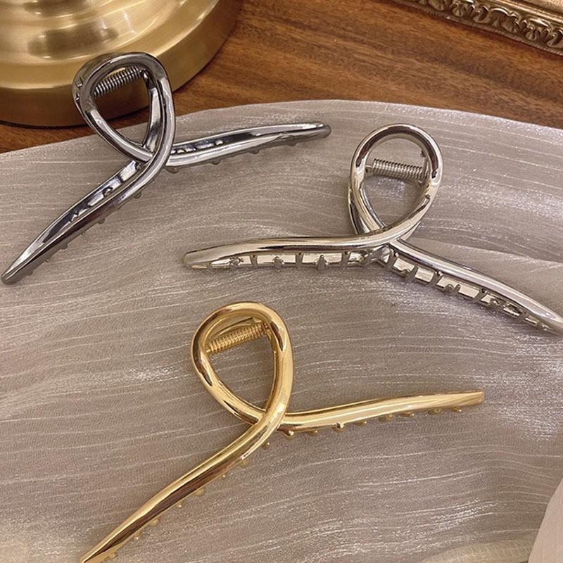 New Extra Large Metal Hair Claw Glossy Grab Clip Ponytail Clip Alloy Cross Hair Clip Fashion Hair Accessories Hair Pin