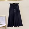 Women's High Waist Solid Color Seven Point Wide Leg Pants Loose Fit Elegant Ice Silk Culottes
