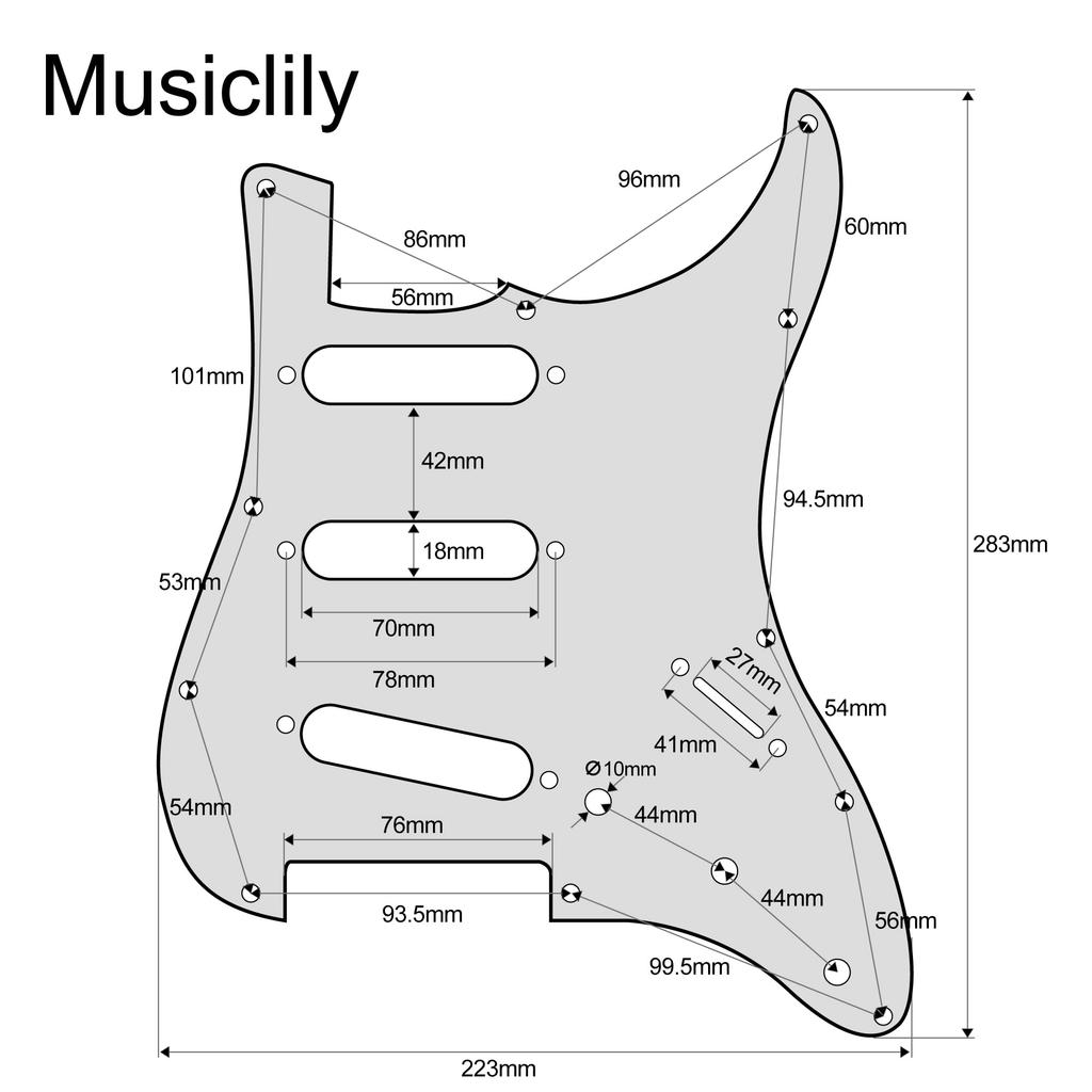 Musiclily SSS Strat Pickguard for Ceramic Humbucker Strat Electric Cream Pro-SE ST-DPHC Pre-wired Single-Size Guitar, 3-Piece