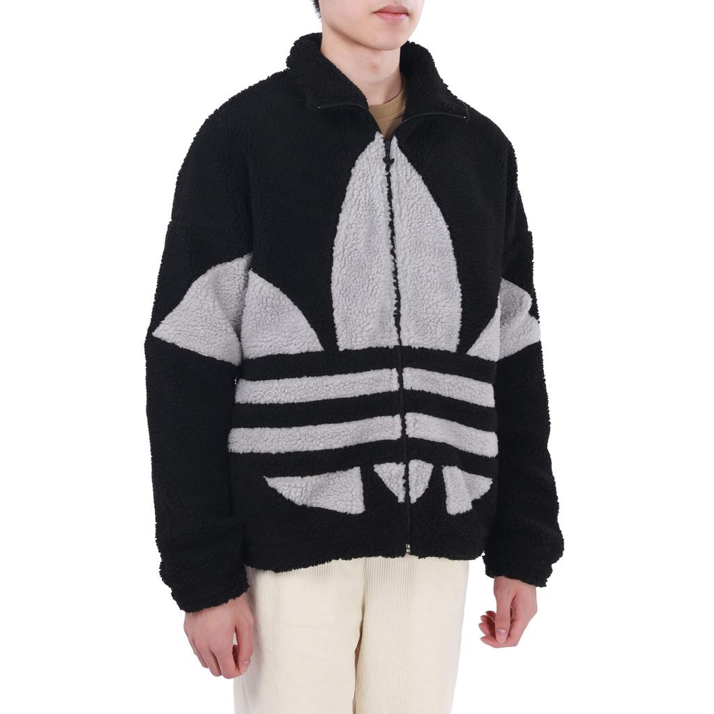 adidas Jachetă sportivă groasă de catifea Originals, cu siglă în contrast Jachete unisex Negru HC0325