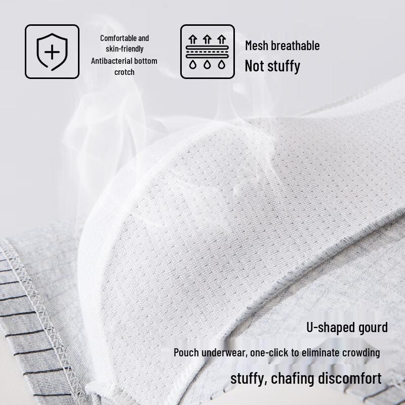 Langsha Men's Pure Cotton Boxer Briefs 4-Pack