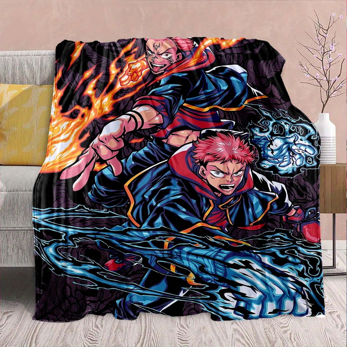 

Jujutsu Kaisen Anime Flannel Blanket - Soft Warm Perfect for Sofa, Bedding Camping Travel Office Home Decor 75x90cm
