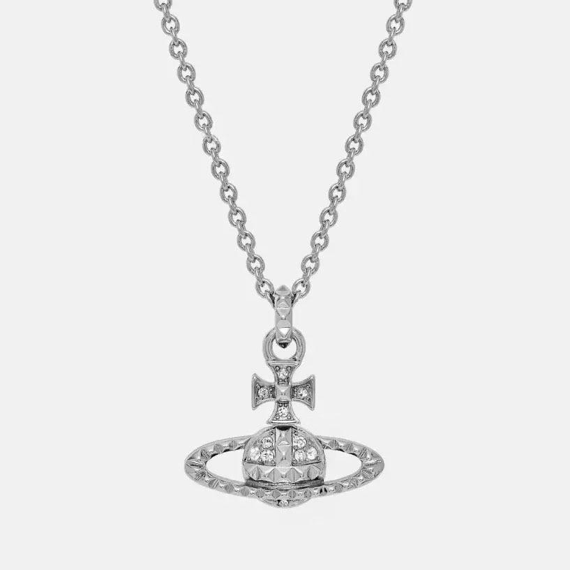 Kaiserinwitwe Cixi Diamantbesetzte Saturn-Halskette mit Nietendetails und Relief-Flachgliederkette