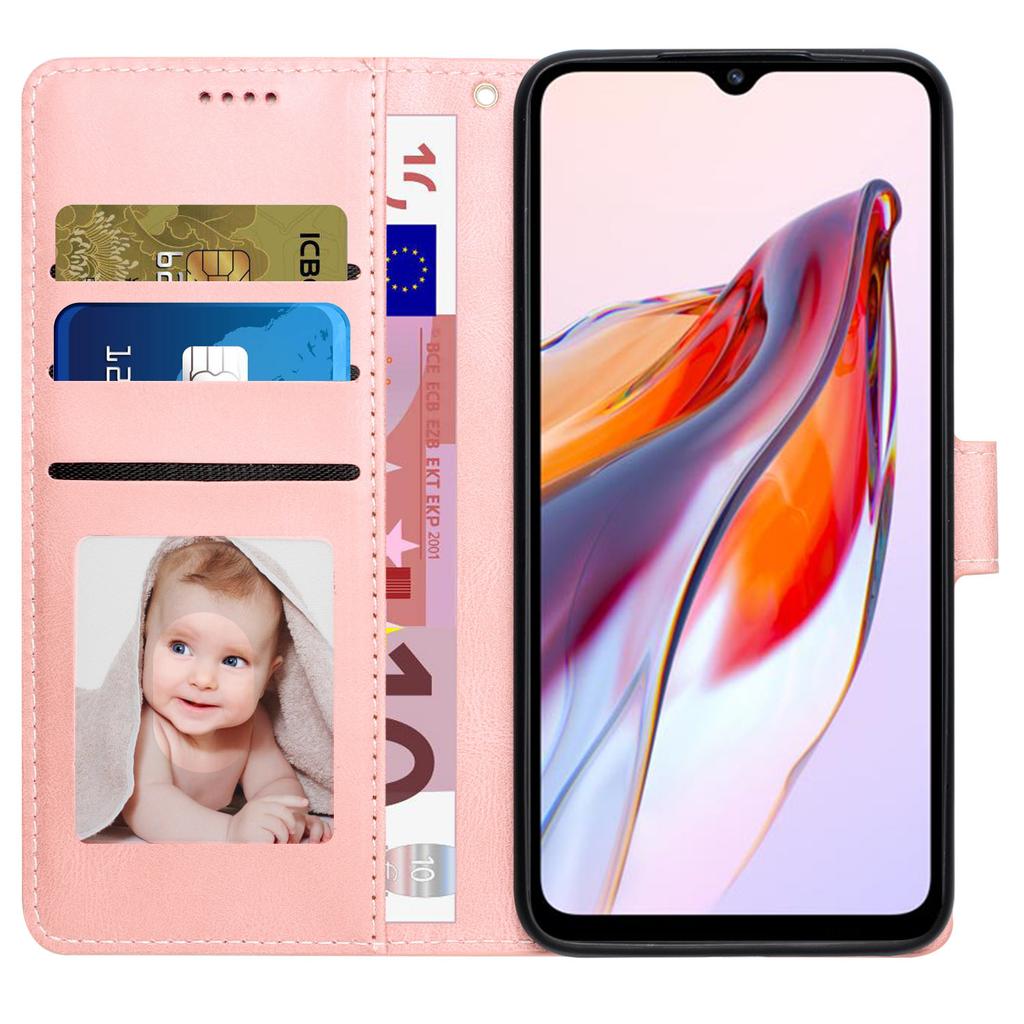 Stand Wallet Cover for Xiaomi Redmi 12C 4G/Poco C55 4G PU Leather Phone Case with Strap