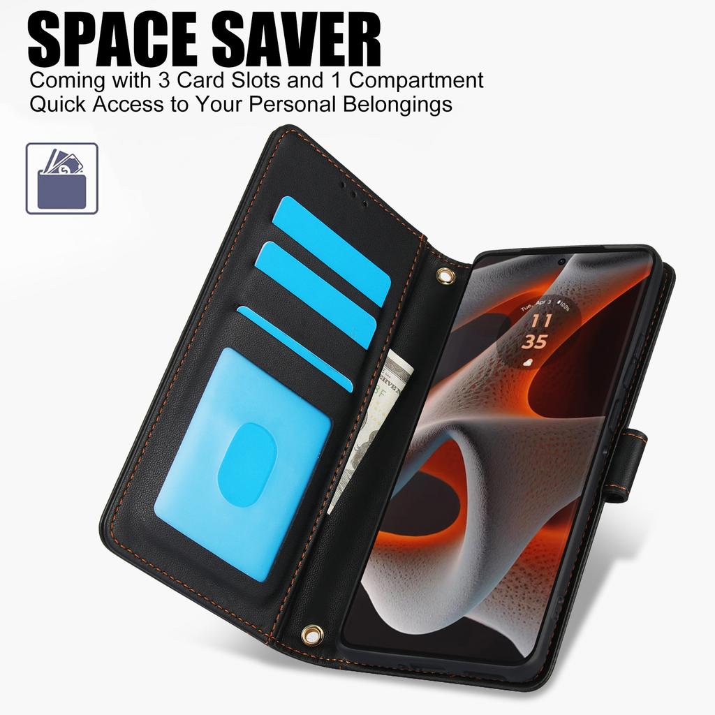 SY-003 For Motorola Edge 50 Pro 5G Case PU Leather Stand View Phone Wallet Cover with Hand Strap