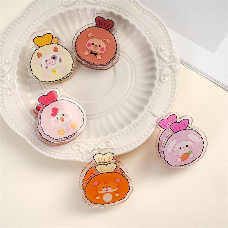 5Pcs Cute Cartoon Acrylic Double-Sided Pp Clip Original Multifunctional Clip Student Storage Clip Exam Paper Clip
