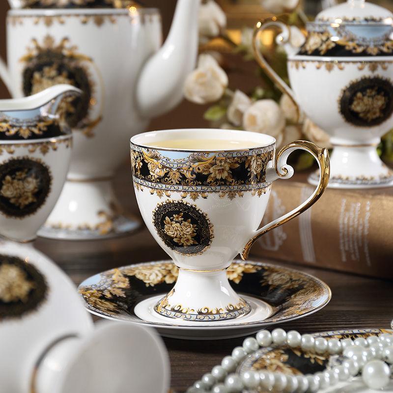 Nordic Palace Style Bone China Coffee Cup and Saucer Set Retro Phnom Penh Home Afternoon Tea Set Milk Jug Sugar Bowl Ceramic Cup