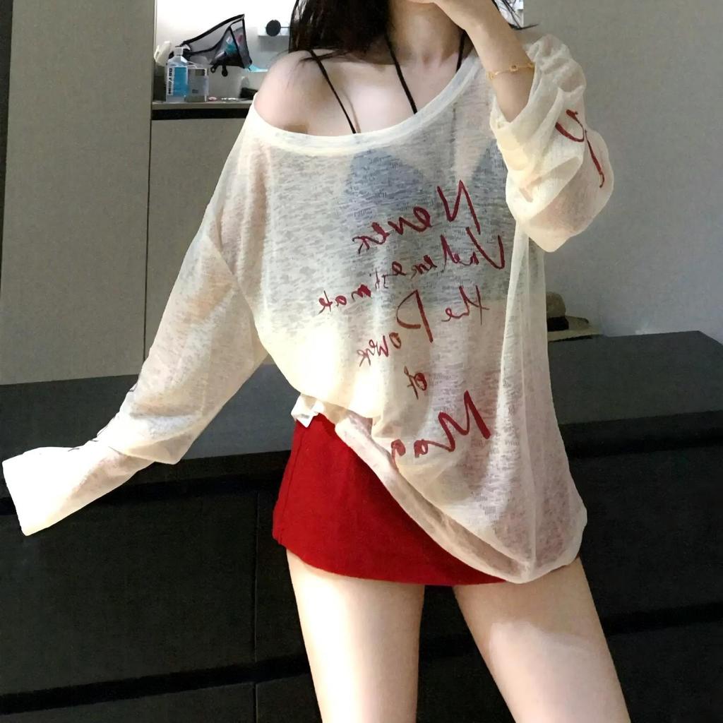Summer new American Spice Girl top loose temperament fashion blouse top design sense long sleeve top women