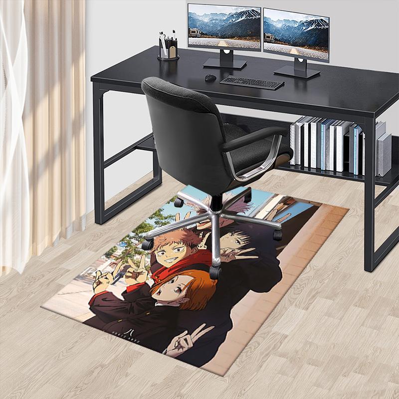 

1pc Office Chair Mat - Jujutsu Kaisen Characters Peace Sign Decorative Carpet for Home, Office, Living Room, Bedroom, Non-Slip Floor Mat Suitable for 60cm by 90cm