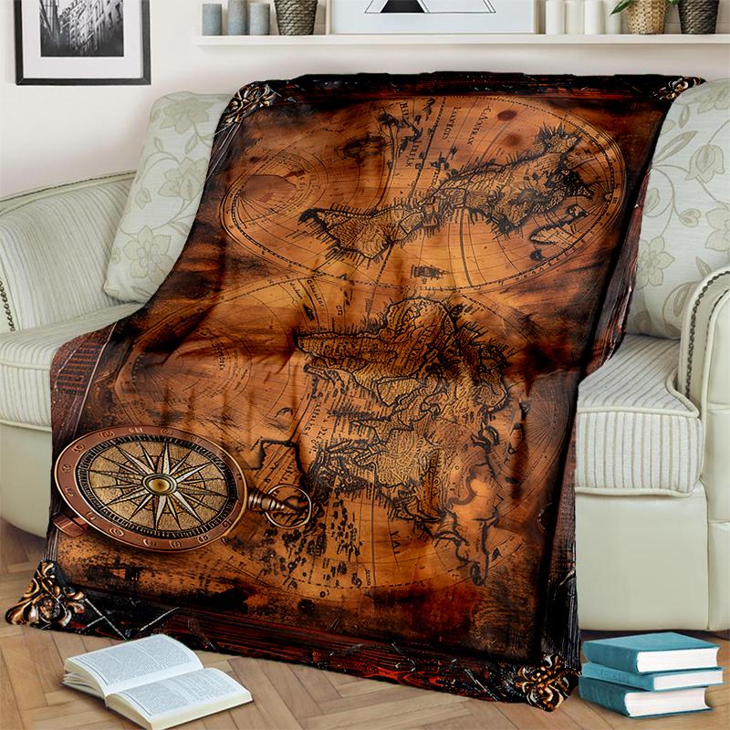 29 Style New Retro Marine Nautical Chart Compass Map Blanket,Soft Throw Blanket for Home Bedroom Bed Sofa Travel Office Cover