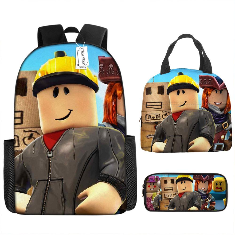 New Virtual World ROBLOX Primary and Secondary School School Bag Children's Backpack Backpack Cartoon Lunch Bag