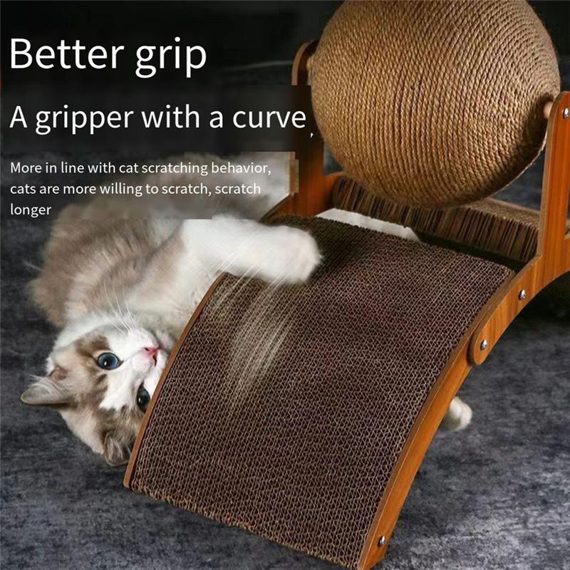 M-Modern-Cat Grinding Paw Cat Scratching Board 2 In1 Cats Scratchi Ball Wooden Scratcher Sisal Scratch Board Arch Bridge