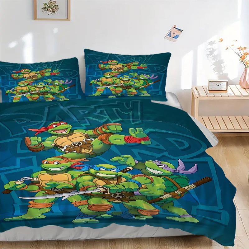 

3pcs Ninja Turtles Duvet Cover Set, Includes 1 Duvet Cover and 1/2 Pillowcases (No Insert) yy251104200 135x200cm