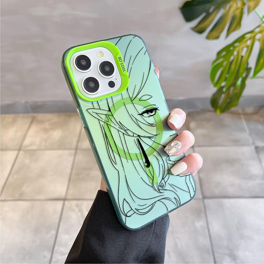 Hot Japan Sketch Comics Frieren Magsafe Magnetic Case for iPhone 11 12 13 14 15 16 Pro Max Plus Soft Silver Plated Anti Cover