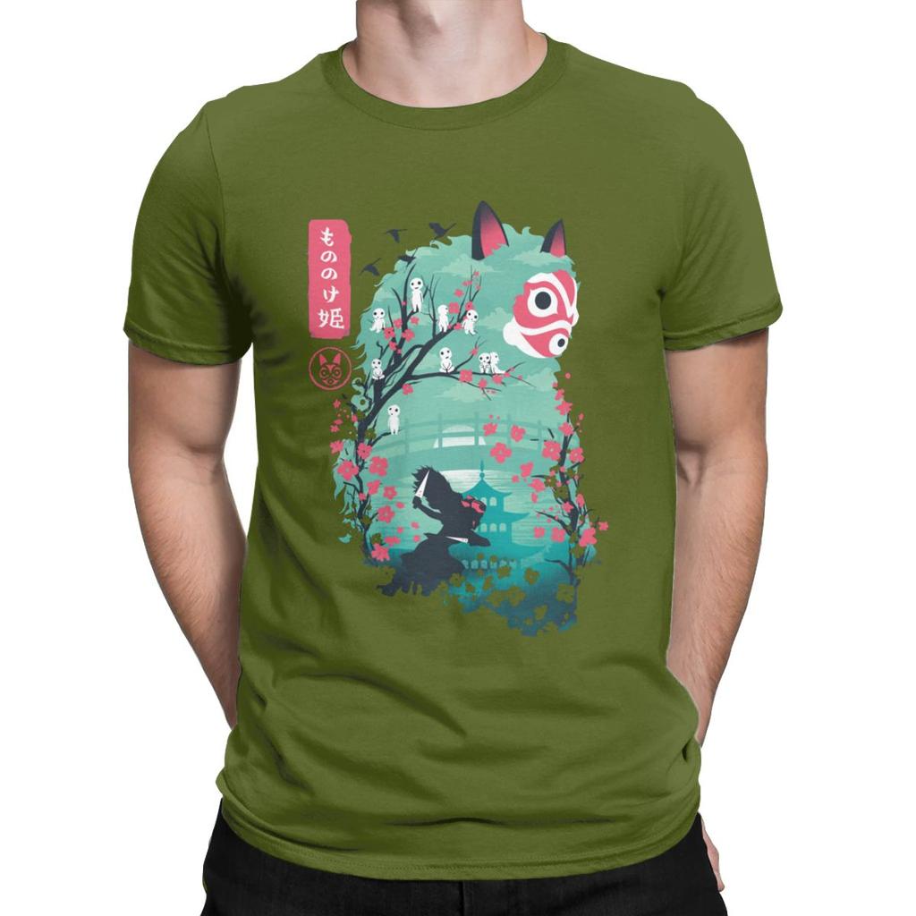 Men S Japanese Ukiyo E Princess Mononoke Classic T Shirt Ghibli Cotton Clothing Novelty Short Sleeve