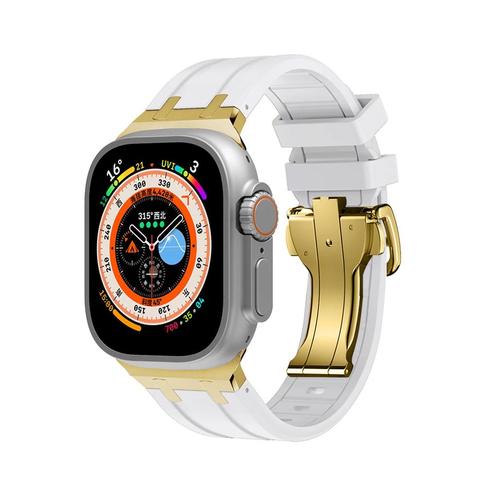 Soft Silicone Strap For Apple Watch Ultra 2 1 49mm Series 9 8 7 41 45mm Rubber Band For iWatch 6 5 4 se 42mm 44mm Mens Bracelet