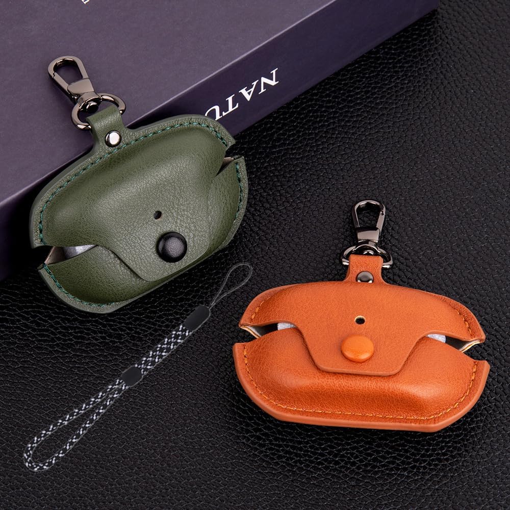 Compatible with Sony WF-1000XM5 Case Cover with Keychain Hook Lanyard,Vintage Leather Case Designed for Sony Earbuds WF1000XM5 Case Cover (2023) for