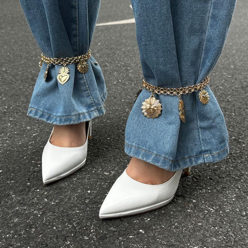 Heart Double-Layer Bl Chain Anklet for Women 2026 European and American Hip-Hop Fashion Internet Celebrity Travel Photography Stylish Foot Accessory