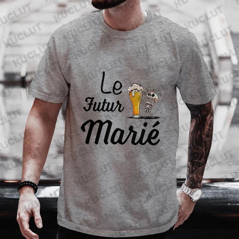Evg Team Groom Man T Shirt French Wedding Party Tees Future Groom Squad Beer Graphic Y2k Tops Boyfriend Bachelor Party Tshirt