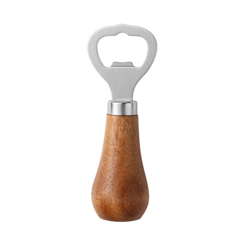 JOYBLISS 1PC Beer Bottle Opener Solid Wood Handle Stainless Steel Bottle Opener for Household Use