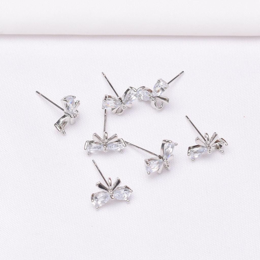 10 peças 14K ouro-envolto borboleta micro-incrustada com brincos de pino pendurados S925 prata agulha faça você mesmo joias sol orelha agulha acessórios trabalho em andamento