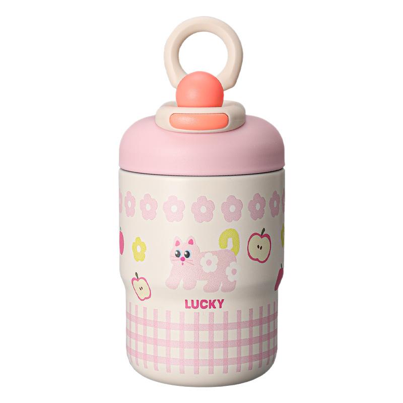 

The new high-value cartoon children s water cup 316 stainless steel thermos cup will carry the rope and girls direct drinking water cup 480ml