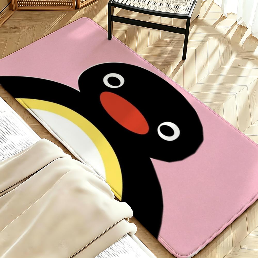 Tier B-Schwarz P-Pinguin Fußmatte Weiche Flanell-Fußmatte Geeignet für Eingangsbereiche, Wohnzimmer, Schlafzimmer und Badezimmer