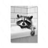 Impression d'art mural de salle de bain Raccoon Rigolo Affiche Raccoon en Peignoir Photos de Raccoon Se Baignant Décor Mural Raccoon sur Toilettes