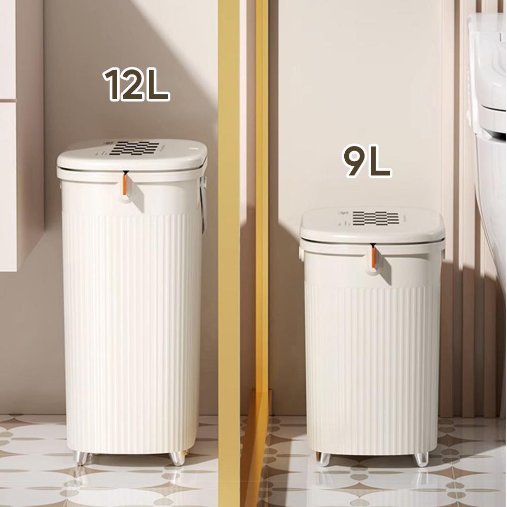 9/12L Wąski Kosz na Śmieci do Łazienki z Pokrywą z Uchwytem Wodoodporny Antyzapachowy Kosz na Odpady do Toalety Kuchni Kosz na Śmieci Typu Naciskanego