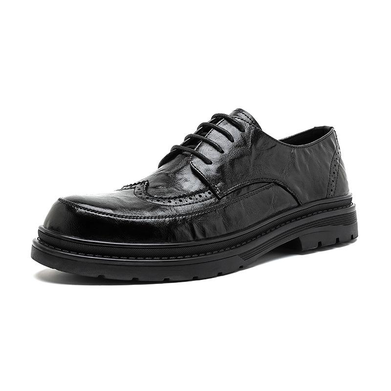 2024 New Leather Shoes Men's British Retro Heightening Platform Men's Shoes Youth Low-top Wedding Leather Shoes Men's 99331-R