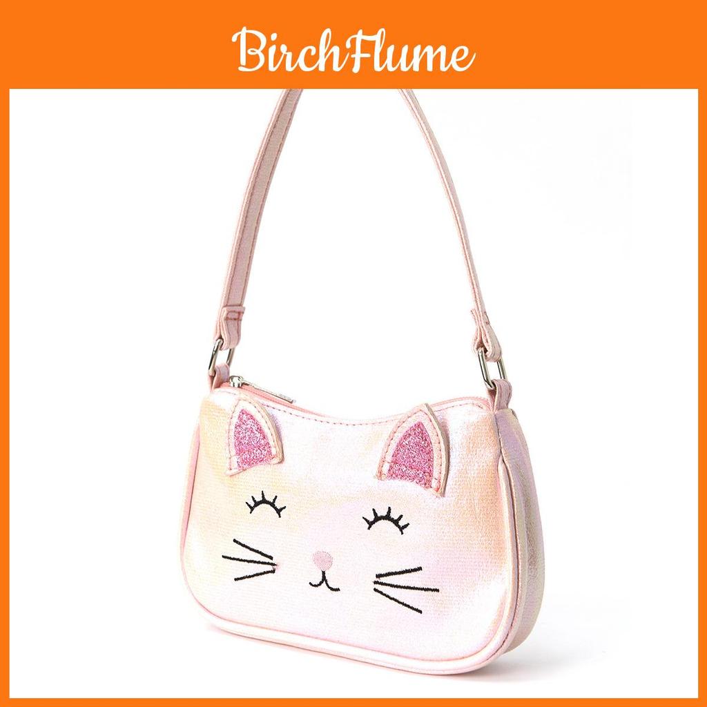 Kids Girl Mini Cat Embroidery Handbag With Waterproof Pu Material For Kindergarten And Daily Use