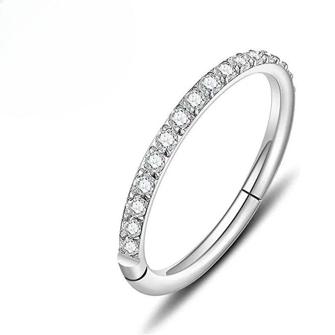 [Gorgeousxx] 316L Stainless Steel  Rhinestone Studded Nose Ring for Women Piercing Body Jewelry