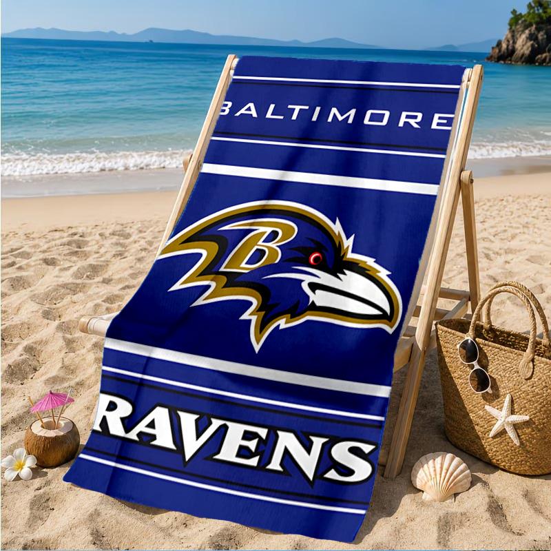 Football Ravens Logo Beach Towel, Microfiber Beach Towel, Perfect For Pool, Beach, Travel, Home Decor Beach Party Fan Gifts
