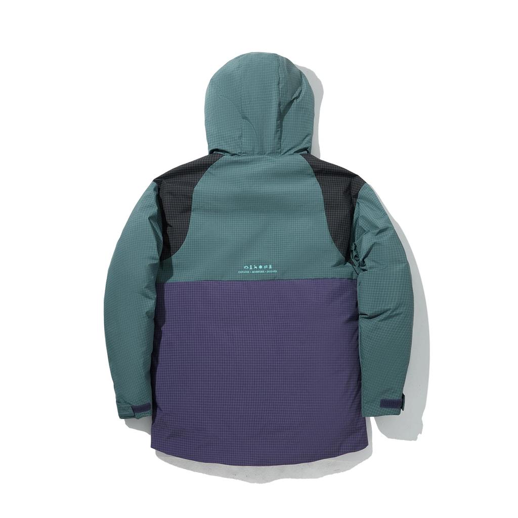 Li Ning Color Block Zipper Hooded Comfortable Breathable Versatile Casual Down Jacket Unisex Outerwear Cloud-Green Chrysanthemum-Gray Purple AYMU547-3