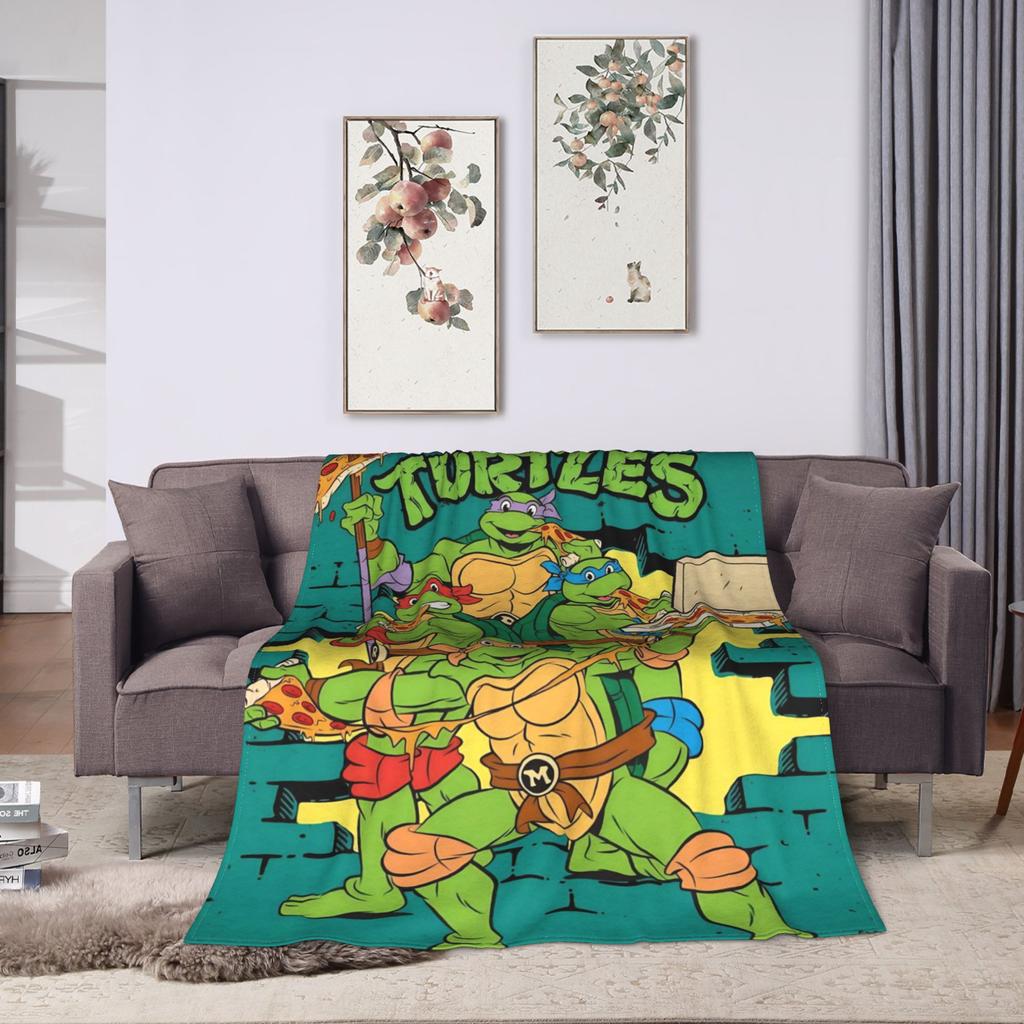 TMNT Game Flannel Blanket Warm Throw Blanket for Home Decor Decorative Graphic Bedspread Sofa Bed Cover