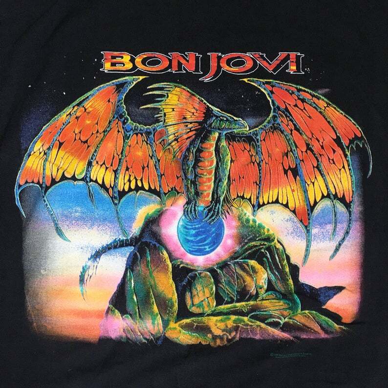 

Винтажная футболка Bonn Jovii Dragon 1995 Anytime Anywhere Tour Унисекс D291 XXL