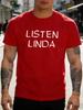 Unisex Cotton Short Sleeve Crew Neck Tee Listen Linda Text Funny Meme Print Gift For Unisex Dad Husband Soft Daily Casual Summer Top