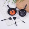 Mini Wok Frying Pan & Spoon Set for Dollhouse Kitchen Toy Accessories