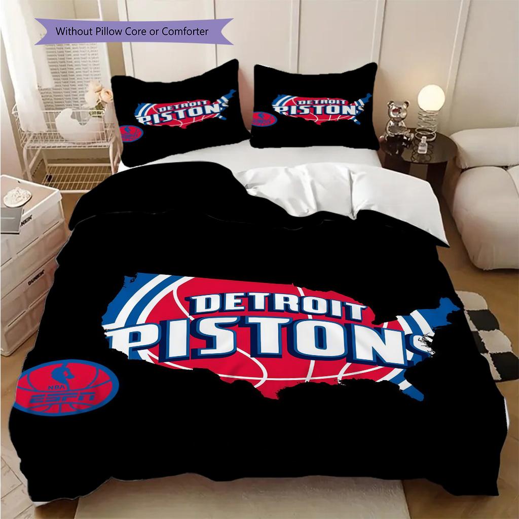 Vibrant Detroit Pistons Logo Art Three-piece set(1 * duvet cover + 2 * pillowcase, without core) Bedding set Christmas birthday gift