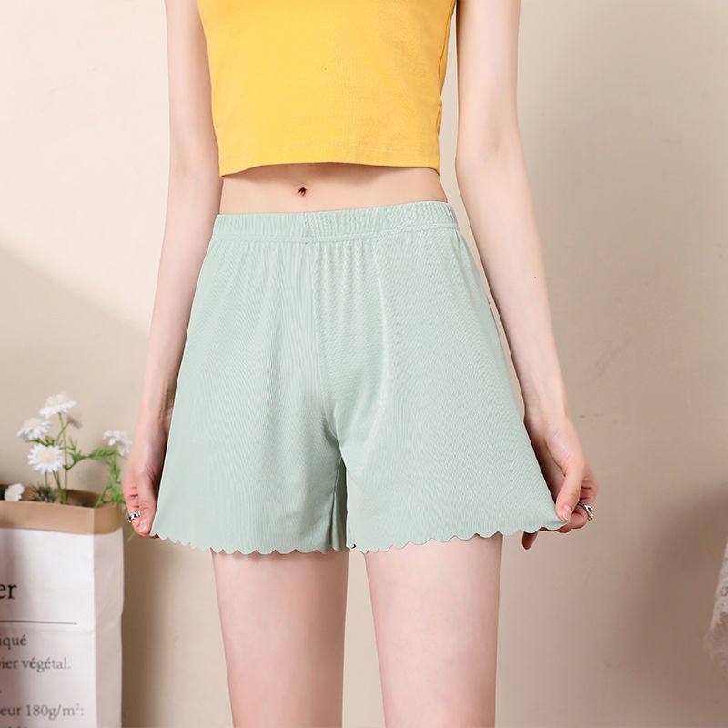 

Women’s Seamless Ice Silk Safety Shorts - Anti-Exposure, Lightweight, No-Roll Design for Summer XL (130-160 Jin) зелёный