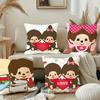 Cartoon M-Monchhichis Pillow Case Plush Fabric Soft Pillowcase Double Sided Print Cushion Cover Household Gifts
