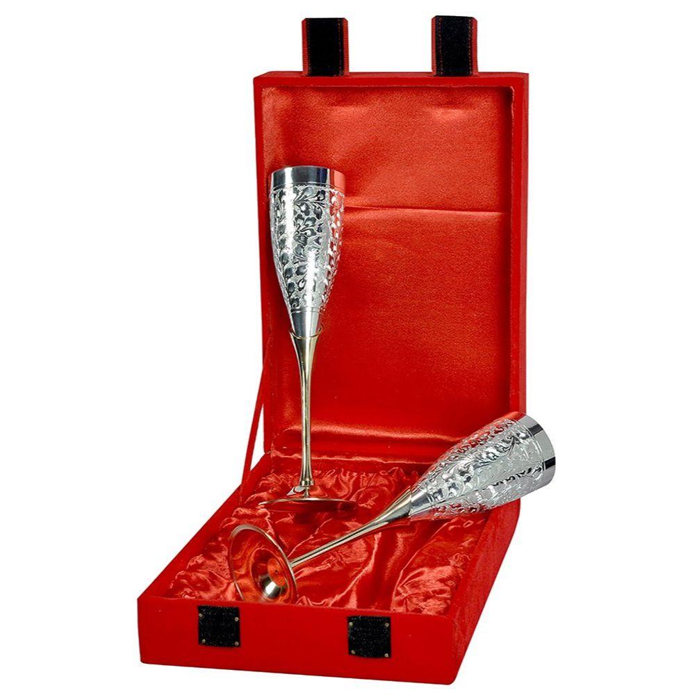 

Набор из 2 посеребренных латунных бокалов для вина, 300 мл