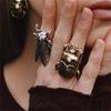 Vintage Opening Insect Ring for Men Women Exaggerated Big Animal Beetle Cicada Adjustable Finger Ring Punk Hip-hop Daily Jewelry
