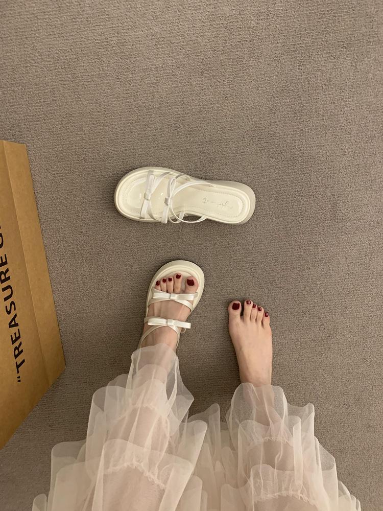 

Нишевая фиолетовая красивая односложная тапочки на толстой подошве женская летняя одежда бант французская фея ветер наклонный каблук классные тапочки 35